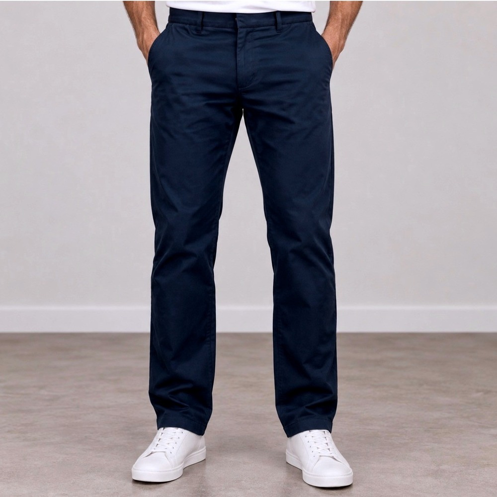 Van Heusen Flex Pants 30x30 Navy Good Straight Fit Chino Stretch Mens